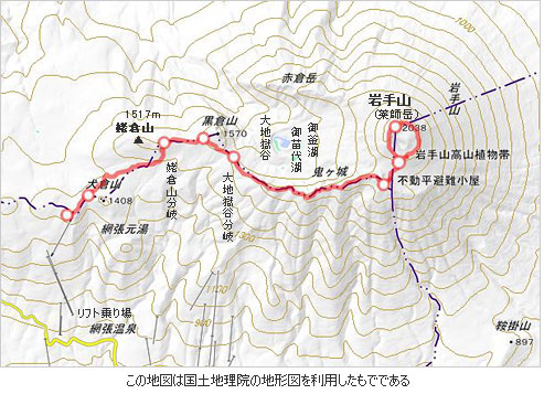 岩手山登山概略図