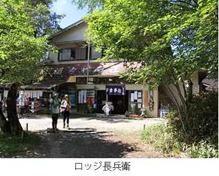 写真。駐車場そばのロッジ長兵衛