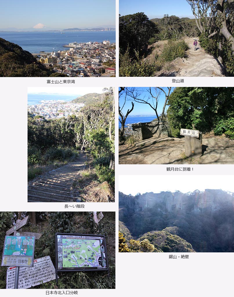 観月台と鋸山の絶壁の写真