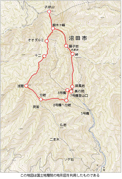 登山道概略図