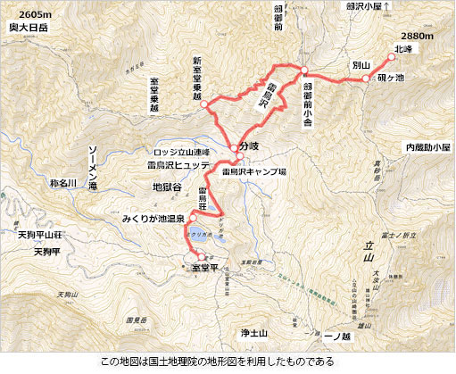 登山道概略図