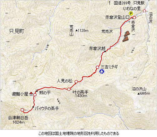 登山道概略図