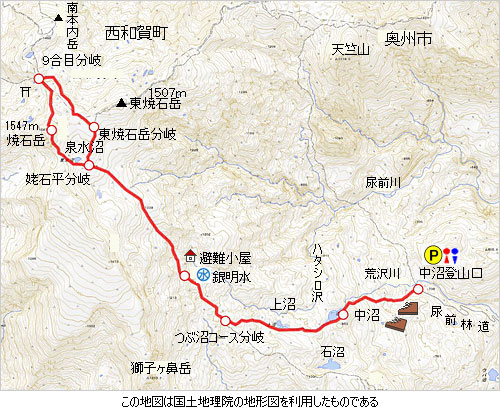 登山道概略図