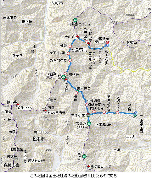 登山道概略図
